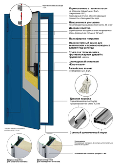 Дверь техническая 1550х2050 наружняя двустворчатая