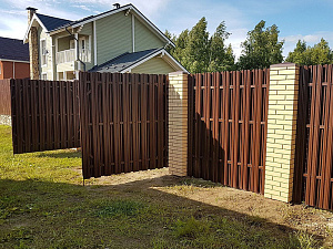 Распашные ворота из металлоштакета